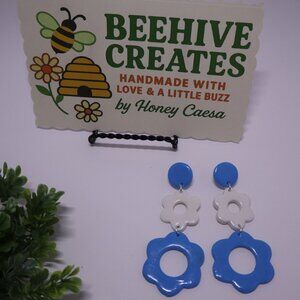 Groovy Vintage Inspired Mod Earrings, 60s, 70s Boho Style, Chain, Retro Flower